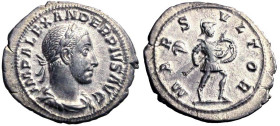 ALESSANDRO SEVERO (222-235) Denario. Busto laur. a ds. R/ Mars Ultor elmato con lancia e scudo in cammino verso ds. AR (g. 3,15 mm. 22) C. 161; RIC 24...