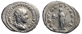 GORDIANO III (238-244) Antoniniano. D/ Busto rad. a ds. R/ Providentia stante a sn. con asta e globo. AR (g. 4,05 mm. 25) C. 296; RIC 148. qSPL