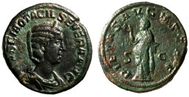 OTACILIA SEVERA (moglie di Filippo padre) Sesterzio. Busto diad. a ds. R/ Pietas stante a sn. AE (g. 19,22 mm. 29) C. 40; RIC 198a. qSPL