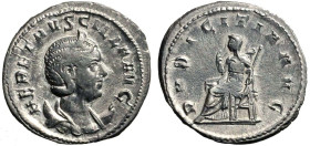 ETRUSCILLA (moglie di Traiano Decio) Antoniniano. Busto diad. a ds. su crescente R/ Pudicitia seduta a sn. AR (g. 2,95 mm. 23) C. 19; RIC 59b. +BB