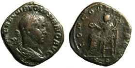 VOLUSIANO (251-252) Sesterzio. Busto laur. a ds. R/ Concordia seduta a sn. con cornucopia e patera. AE. (g. 22,18 mm. 29) C. 27 (5 fr.); RIC 250a. Rar...