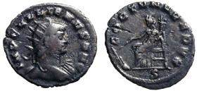 GALLIENO (253-268) Antoniniano per Mediolanum. Busto rad. a ds. R/ Fortuna redux seduta a sn. con cornucopia e timone. MI (g. 2,4 mm. 22) C. 281; RIC ...