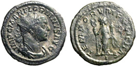 FLORIANO (276)Antoniniano per Lugdunum. D/ Busto rad. a ds. R/ Felicitas temporum stante a sn. con caduceo e cornucopia. AE arg (g. 3,55 mm. 22) C. 88...