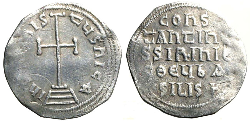 COSTANTINO VI e IRENE (780-797) Miliaresion. per Constantinople. Croce su tre gr...