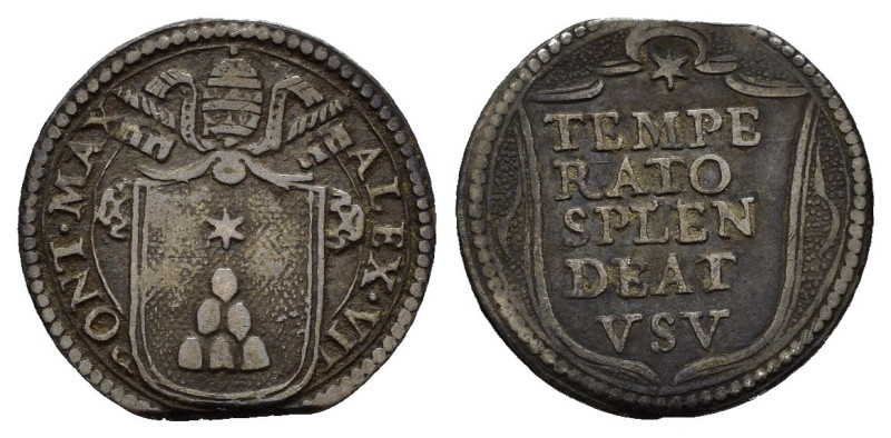 ROMA. Stato Pontificio. Alessandro VII (1655-1667). Mezzo grosso. Ag (0,70 g). D...