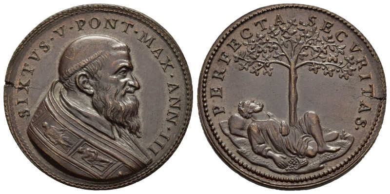 Sisto V (Felice Peretti) 1585-1590. Medaglia per i provvedimenti adottati per la...