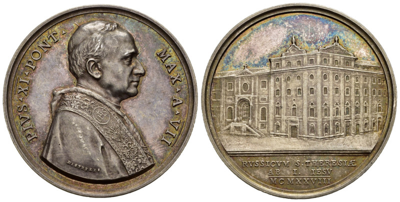 Pio XI (Achille Ratti) 1922-1939. Medaglia anno VII "Istituzione del collegio ru...