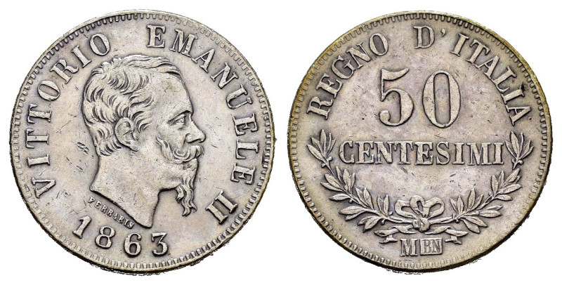 Regno d'Italia. Vittorio Emanuele II (1861-1878). Milano. 50 centesimi 1863 M "V...