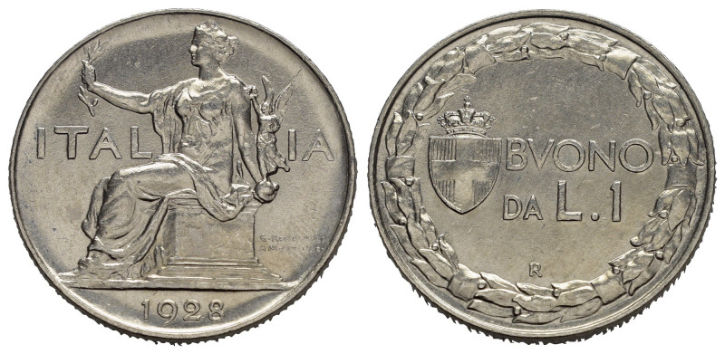 Regno d'Italia. Vittorio Emanuele III (1900-1943). Buono da 1 lira 1928 "Italia ...