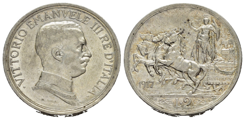 Regno d'Italia. Vittorio Emanuele III (1900-1943). 2 lire 1917 "Quadriga Briosa"...