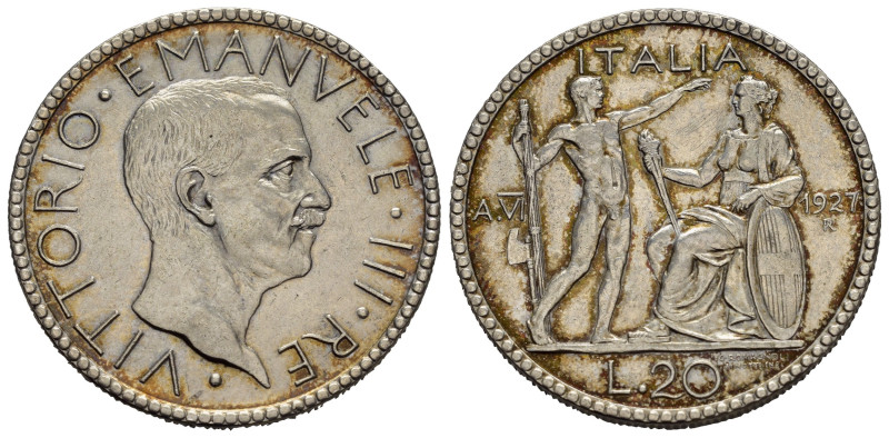 Regno d'Italia. Vittorio Emanuele III (1900-1943). 20 lire 1927 anno VI "Littore...