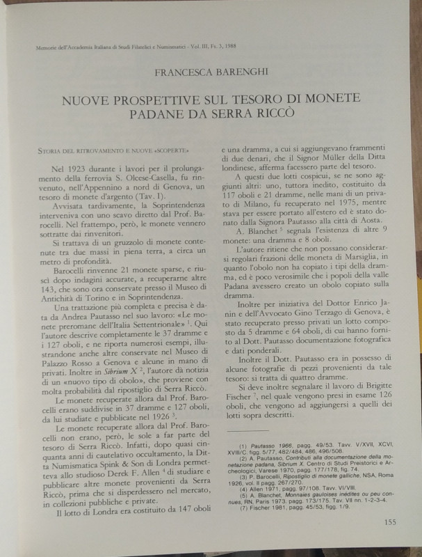 BARENGHI F. – Nuove prospettive sul tesoro di monete padovane di Serra Riccò. Re...