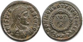 Römische Münzen, MÜNZEN DER RÖMISCHEN KAISERZEIT. Crispus (317-326 n. Chr). Follis 324 n. Chr., Heraclea. (3,15 g. 18.5 mm) Vs.: CRISPVS NOB CAES, Kop...