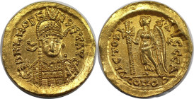 Römische Münzen, MÜNZEN DER RÖMISCHEN KAISERZEIT. Leo I. AV Solidus. Konstantinopel, 462 oder 466 n. Chr. 4,40 g. 20 mm. 6 h. Vs.: D N LEO PERPET AVG,...