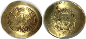 Byzantinische Münzen. Michael VII. Dukas (1071-1078). Histamenon Nomisma geprägt in Konstantinopel. Electrum. 4,39 g. 29,7 mm. Vs.: Bekrönte Christusb...