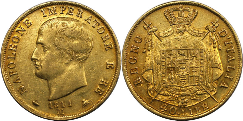 Europäische Münzen und Medaillen, Italien / Italy. Napoleon I. (1805-1814). 40 L...