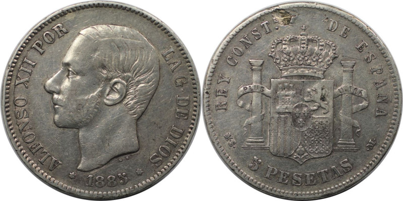 Europäische Münzen und Medaillen, Spanien / Spain. Alfonso XII. (1874-1885). 5 P...