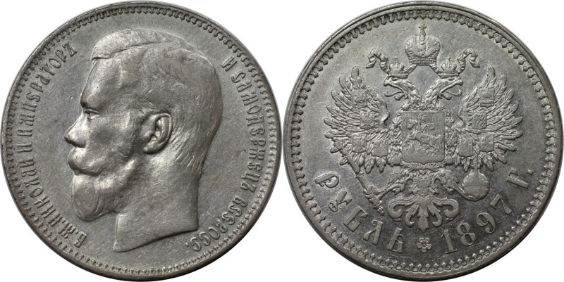 Russische Münzen und Medaillen, Nikolaus II. (1894-1918). 1 Rubel 1897 (**), Brü...