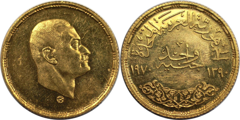 Weltmünzen und Medaillen, Ägypten / Egypt. 1 Pound 1970 (AH 1390). Auf den Tod d...