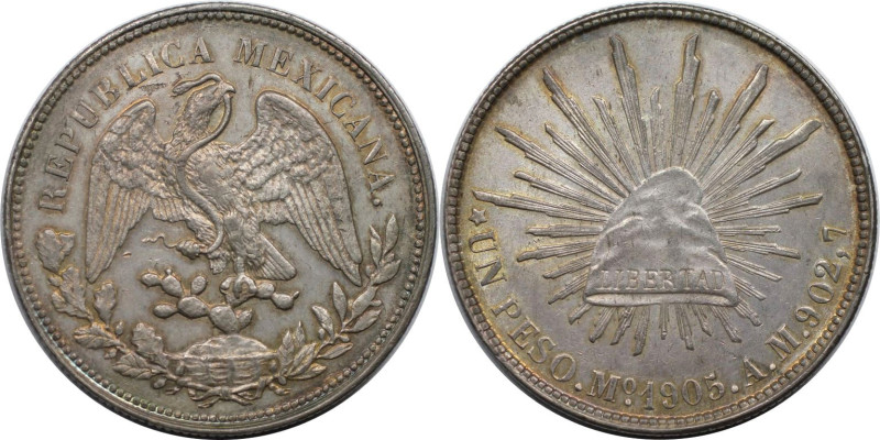 Weltmünzen und Medaillen, Mexiko / Mexico. 1 Peso 1905 Mo, Mexiko. Silber. 26,90...