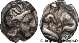 CALABRIA - TARAS
Type : Diobole 
Date : c. 380-325 AC. 
Mint name / Town : Tarente,Calabre 
Metal : silver 
Diameter : 10,5  mm
Orientation dies : 6  ...