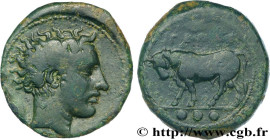 SICILY - GELA
Type : Trias 
Date : c. 420-405 AC. 
Mint name / Town : Géla, Sicile 
Metal : copper 
Diameter : 18  mm
Orientation dies : 12  h.
Weight...