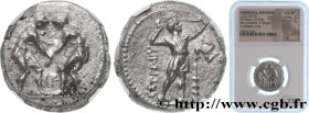 PAMPHYLIA - ASPENDOS
Type : Statère  
Date : c. 370 AC. 
Mint name / Town : Aspendos 
Metal : silver 
Diameter : 23  mm
Orientation dies : 12  h.
Weig...