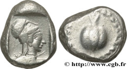 PAMPHYLIA - SIDE
Type : Statère 
Date : c. 460-430 AC 
Mint name / Town : Sidé, Pamphylie 
Metal : silver 
Diameter : 20,5  mm
Orientation dies : 3  h...