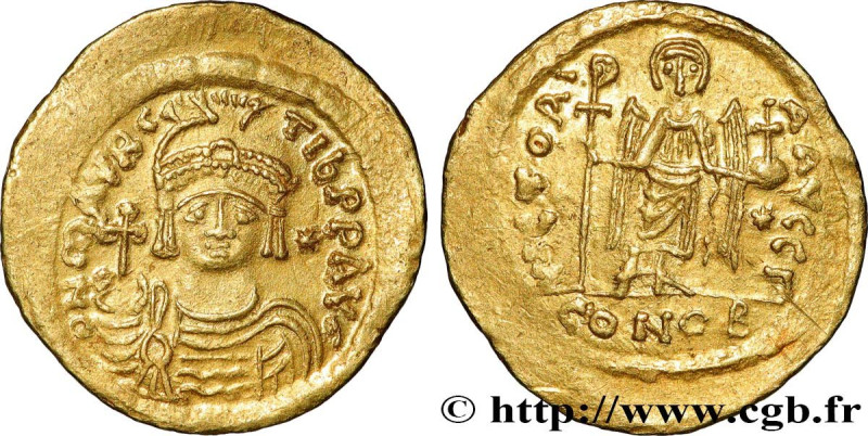 MAURICIUS TIBERIUS
Type : Solidus 
Date : 583-601 
Mint name / Town : Theoupolis...