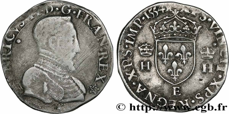 HENRY II
Type : Teston à la tête nue, 1er type 
Date : 1554 
Mint name / Town : ...