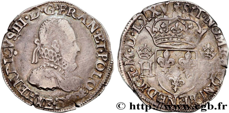 HENRY III
Type : Teston 3e type, col fraisé 
Date : 1575 
Mint name / Town : Tou...