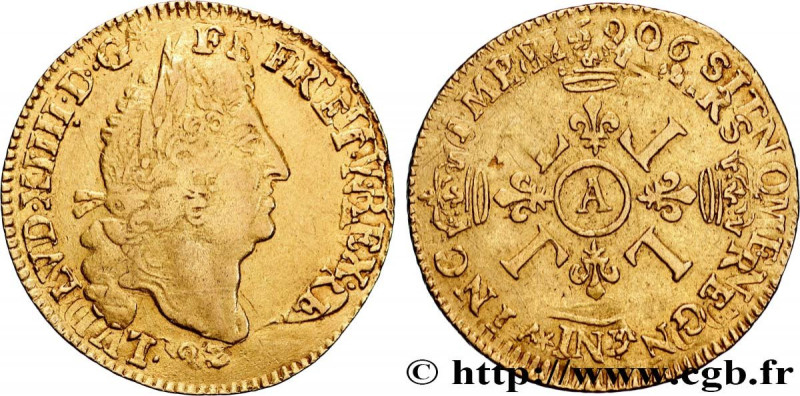 LOUIS XIV "THE SUN KING"
Type : Louis d'or aux quatre L 
Date : 169[?] 
Mint nam...