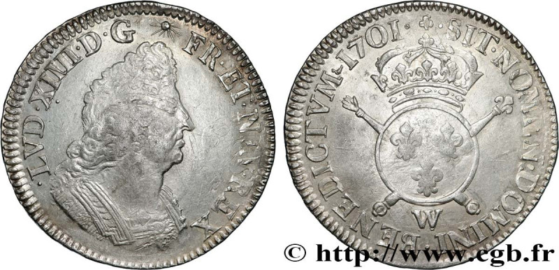 LOUIS XIV "THE SUN KING"
Type : Écu aux insignes 
Date : 1701 
Mint name / Town ...