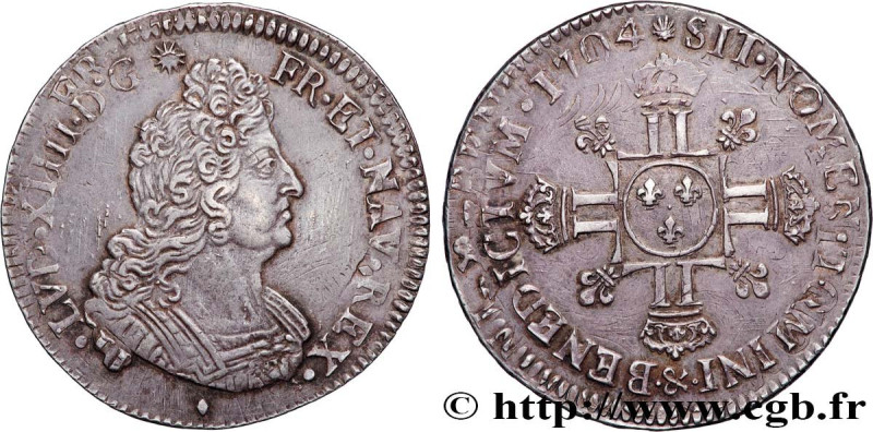 LOUIS XIV "THE SUN KING"
Type : Demi-écu aux huit L, 2e type 
Date : 1704 
Mint ...