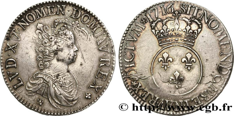 LOUIS XV THE BELOVED
Type : Écu dit "vertugadin" 
Date : 1716 
Mint name / Town ...