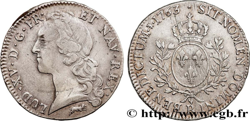 LOUIS XV THE BELOVED
Type : Écu dit "au bandeau" 
Date : 1763 
Mint name / Town ...