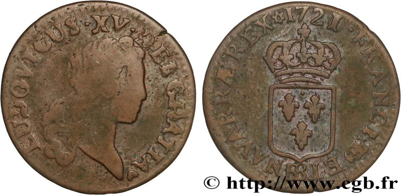 LOUIS XV THE BELOVED
Type : Liard au buste enfantin 
Date : 1721 
Mint name / To...