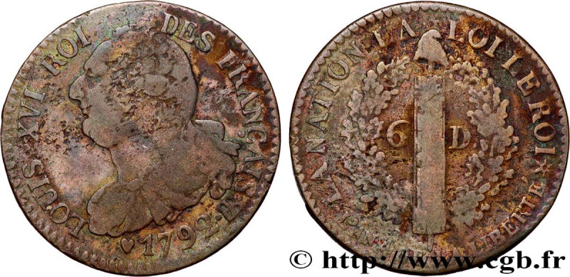 LOUIS XVI
Type : 6 deniers dit "au faisceau", type FRANÇAIS 
Date : 1792 
Mint n...