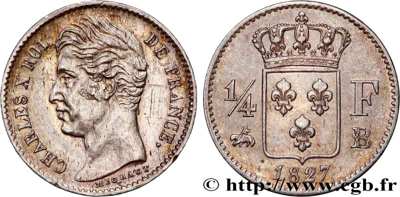 CHARLES X
Type : 1/4 franc Charles X 
Date : 1827 
Mint name / Town : Rouen 
Qua...