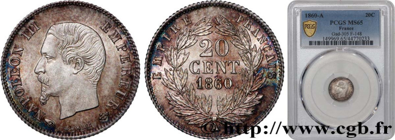 SECOND EMPIRE
Type : 20 centimes Napoléon III, tête nue 
Date : 1860 
Mint name ...