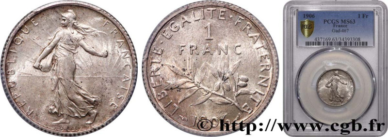 III REPUBLIC
Type : 1 franc Semeuse 
Date : 1906 
Mint name / Town : Paris 
Quan...