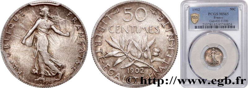 III REPUBLIC
Type : 50 centimes Semeuse 
Date : 1902 
Mint name / Town : Paris 
...