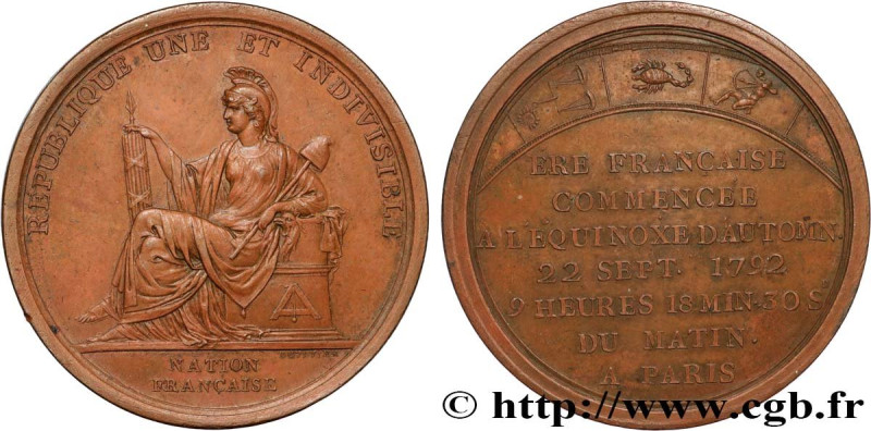 THE CONVENTION
Type : Médaille, Calendrier républicain 
Date : 1792 
Metal : cop...