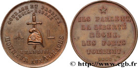 SECOND REPUBLIC
Type : Médaille, Société ouvrière Les Voraces 
Date : 1848 
Mint name / Town : 69 - Lyon 
Metal : copper 
Diameter : 37  mm
Weight : 2...