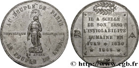 SECOND REPUBLIC
Type : Médaille, Au Peuple de Paris 
Date : 1848 
Metal : tin 
Diameter : 37,5  mm
Weight : 21,97  g.
Edge : Lisse 
Puncheon : sans po...