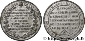 SECOND REPUBLIC
Type : Médaille, Assemblée nationale, Séance de nuit du 25 août 1848 
Date : 1848 
Metal : tin 
Diameter : 38  mm
Weight : 14,99  g.
E...