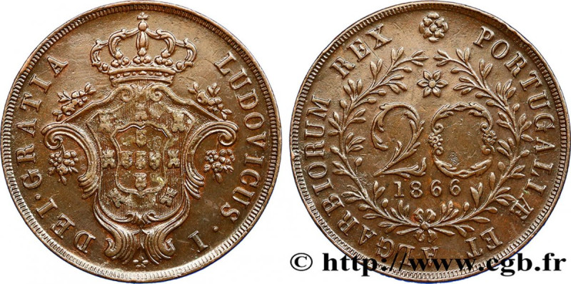 AZORES
Type : 20 Réis Louis Ier 
Date : 1866 
Quantity minted : 273000 
Metal : ...