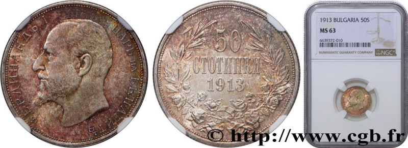 BULGARIA - FERDINAND I
Type : 50 Stotinki  
Date : 1913 
Quantity minted : 30000...