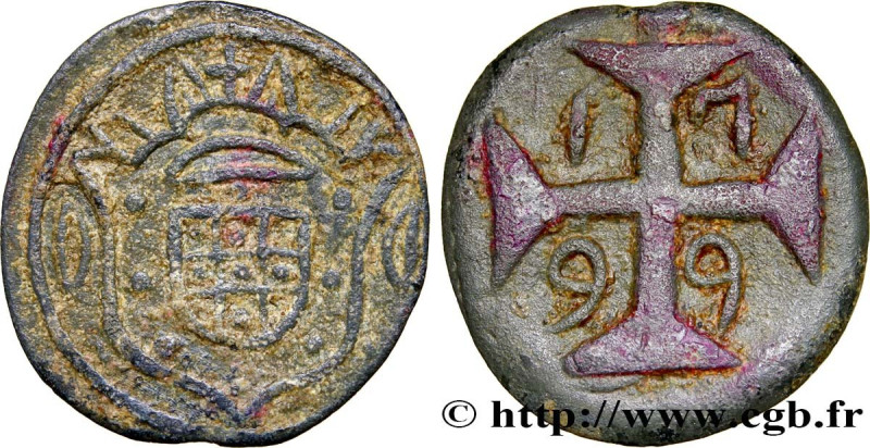 PORTUGUESE INDIA
Type : 20 Bazarucos Marie Ier 
Date : 1799 
Metal : tin 
Diamet...