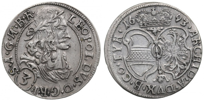 Austria, 3 krajcary 1693 
Grade: XF